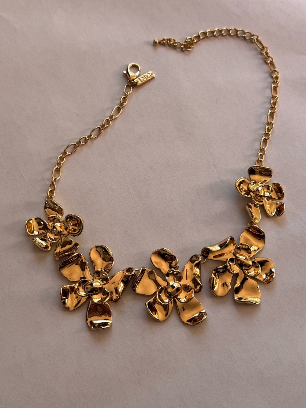 Gold Tone Floral Statement Necklace